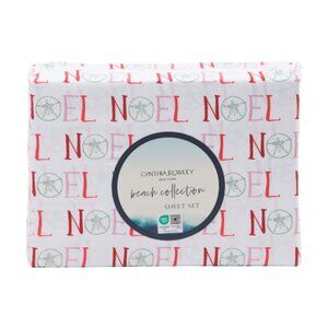 Cynthia Rowley Beach Collection Queen Sheet Set - Noel with Sand Dollar - NWT